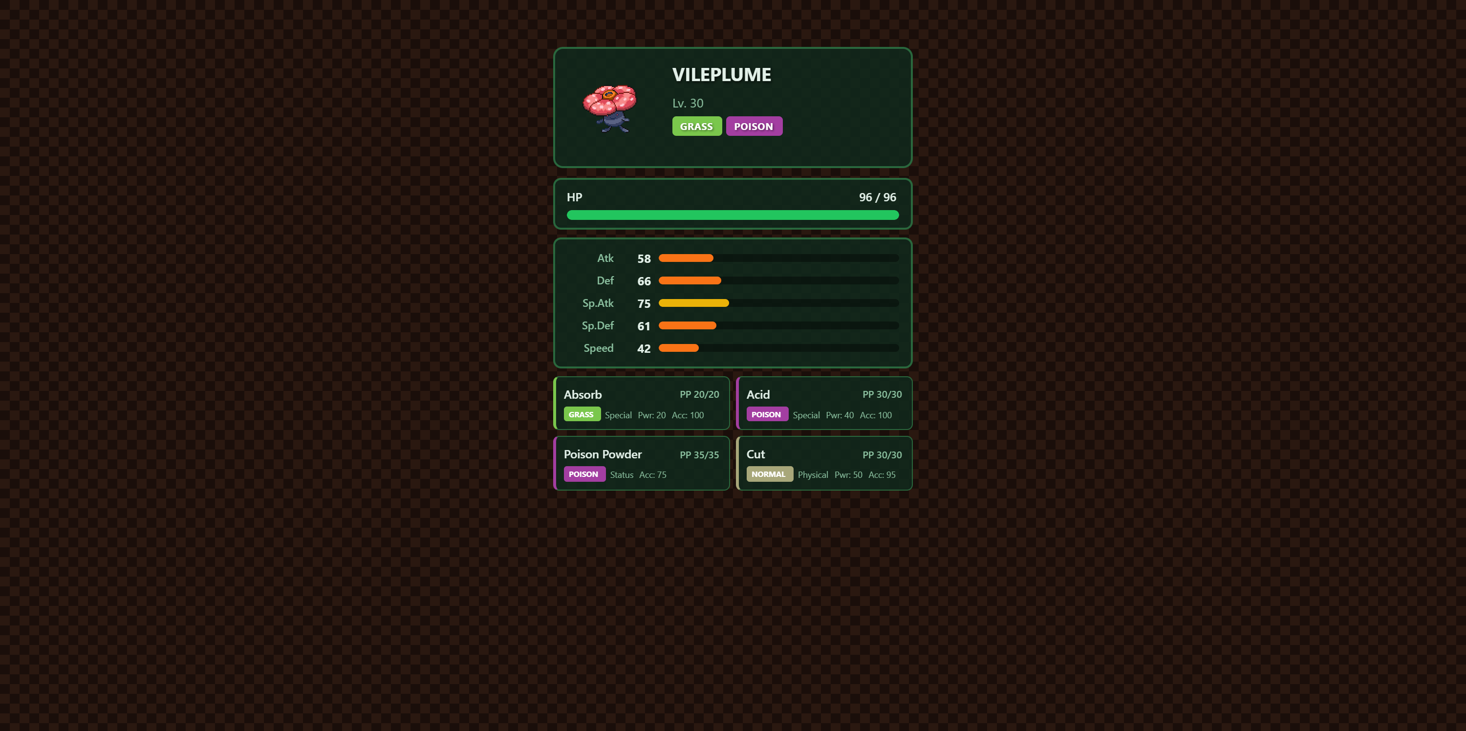 Pokemon Stats overlay showing detailed Pokemon data